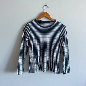 Land’s End Long Sleeve Striped Crewneck Shirt 100% Cotton Medium